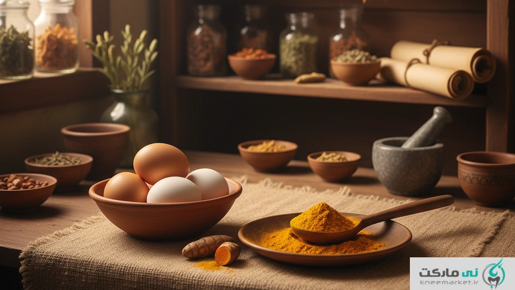 زرده تخم مرغ و زردچوبه برای زانو درد